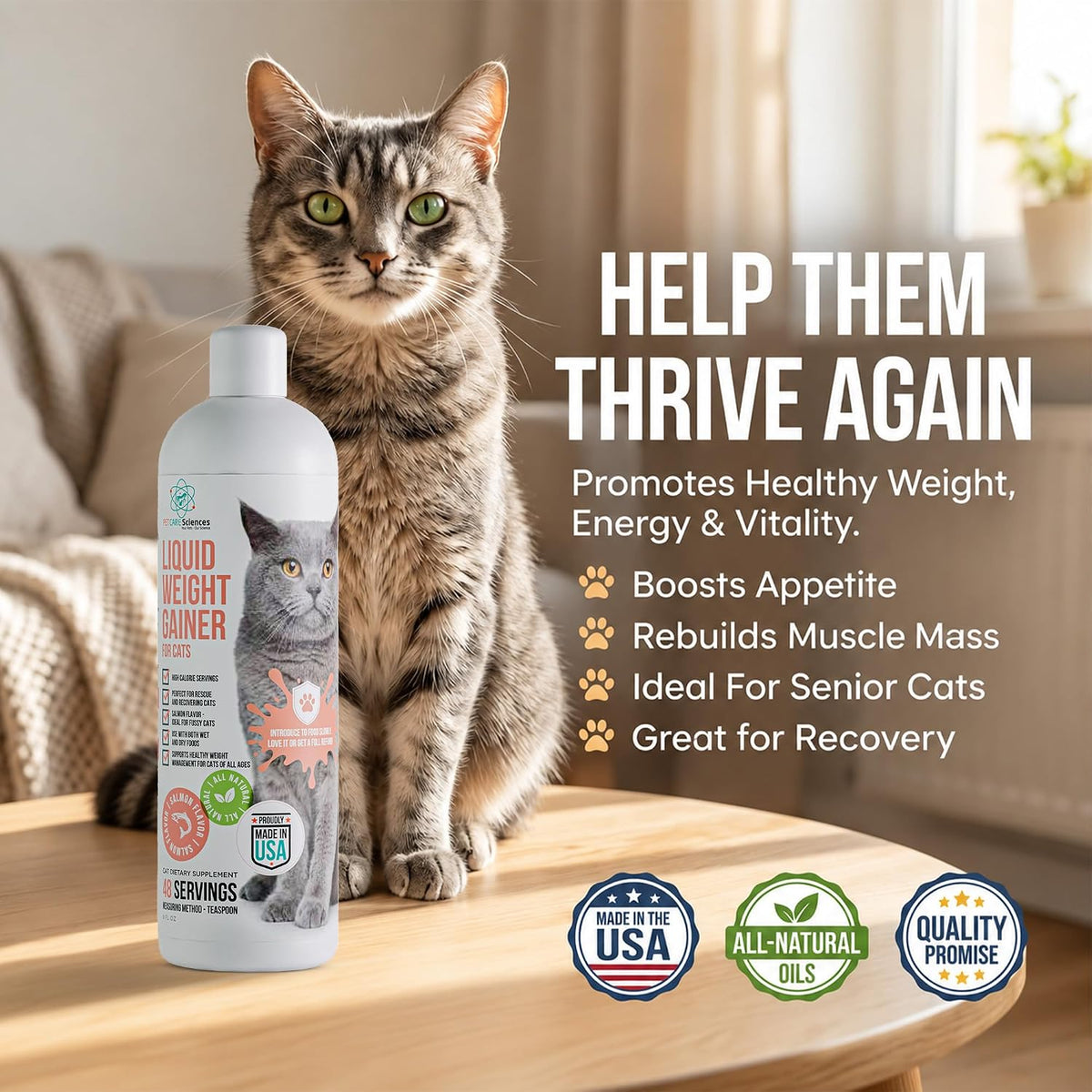 Cat Liquid Weight Gainer, Supplement for Cats, Supports Healthy Weight Gain