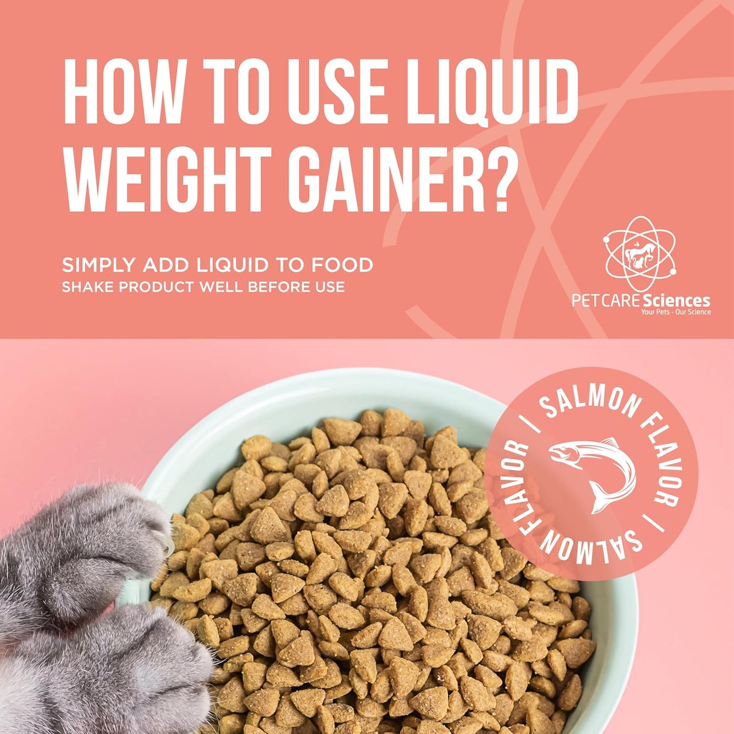 16 Fluid Ounce Liquid Cat Weight Gainer - High Calorie Supplement for Cats - High Calorie Cat Food Appetite Stimulant - Salmon Flavor - Made in The USA
